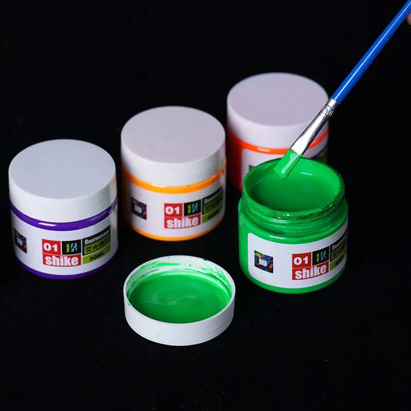 10 Colors 50ml Fluorescent Acrylic Pigment Holiday Painting Wall Painting Luminous Hand Drawn Graffiti Emit Light Plastic Paint