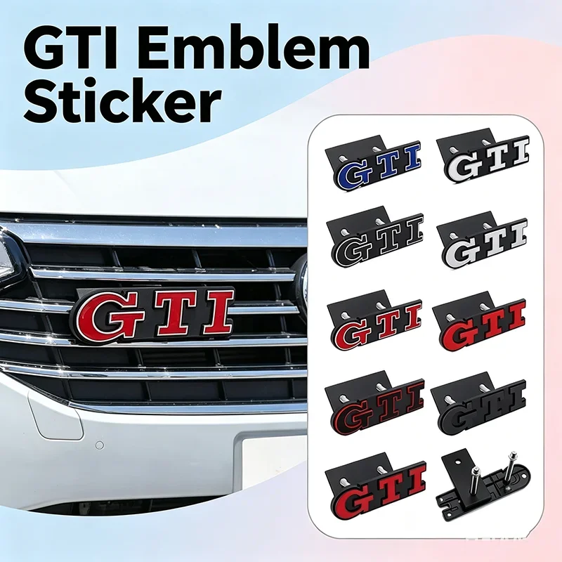 Metal GTI Badge Car Front Grille Emblem for Volkswagen VW Polo Caddy Golf 4 5 6 8 Jetta Tiguan Touran Passat T-ROC MK3 MK4 MK5