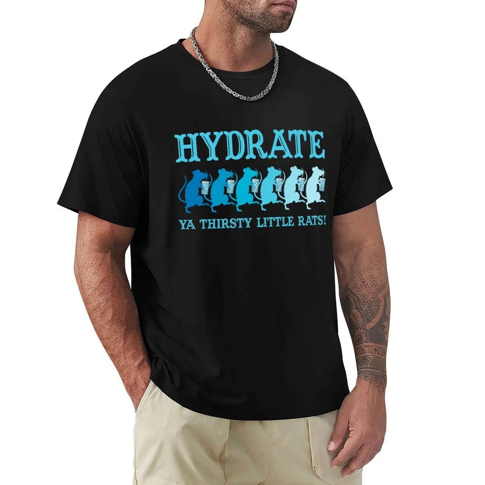 Blue Hydration Rats T-Shirt Fashion Simple Casual Tee Shirt