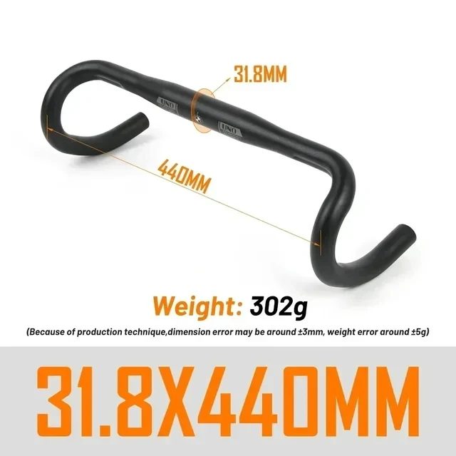 UNO UltraLight Racing Road Bike Handlebar Bent Bar 25.4/31.8MM 360/380/400/420/440/460MM 6061 Aluminum Alloy Stem Handlebar image 3