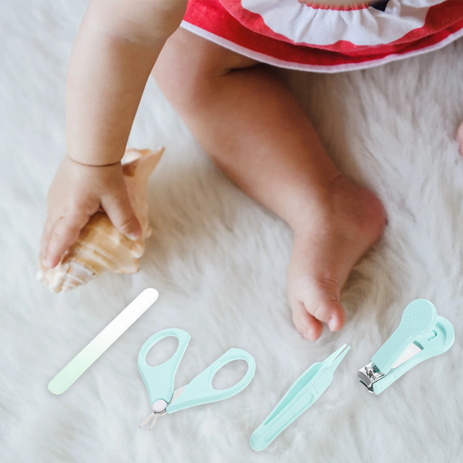 

Lovely Cartoon Baby Clipper Set Safety Scissors Newborns Lightweight Ergonomic Mini Tools Storage Holder Infant Nail Care Kit