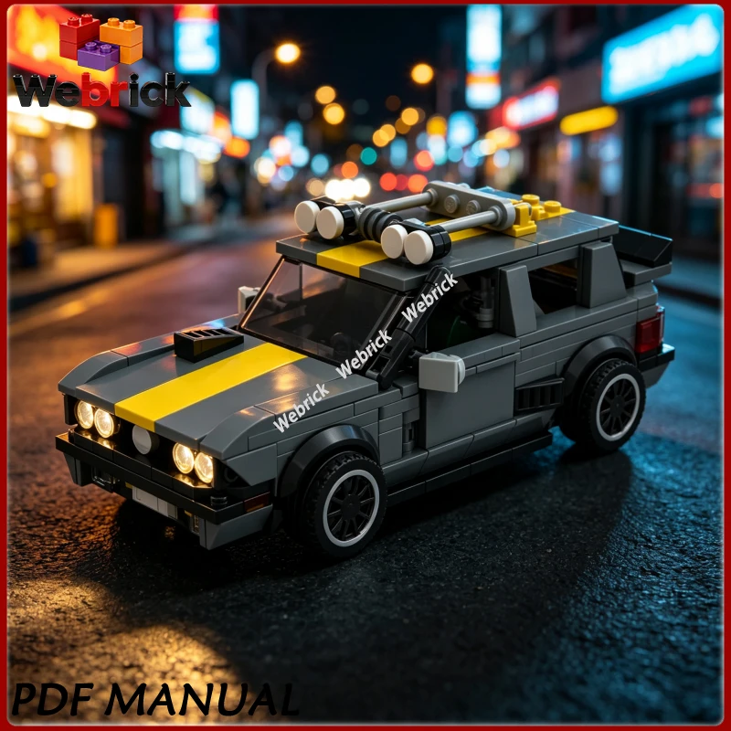 Classic Retro Compact Rally Vehicle MOC Building Blocks Vintage Race Car Brick Set Creative Assembly Hobby Display Toy