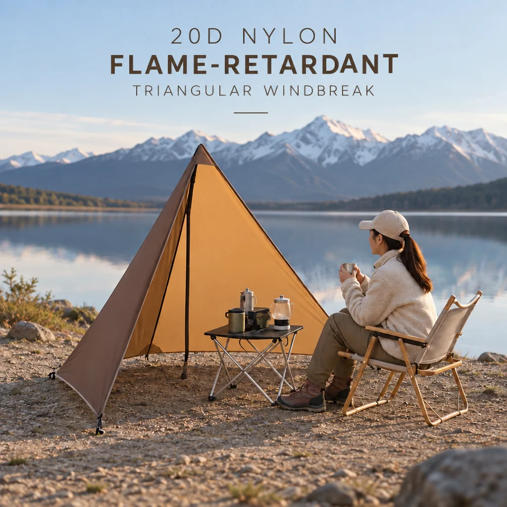 210g 20D Nylon Ultralight Camping Stove Windbreak Fire Retardant Triangular Screen No Poles Ropes Windproof Privacy Camping