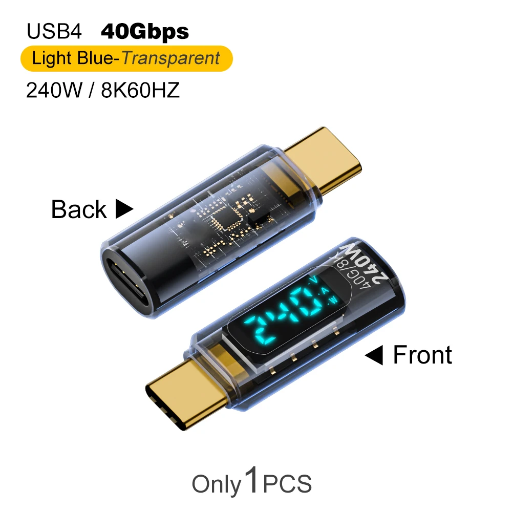 40 Gbps USB4 Type C Adapter Digitaal Display USB 4 80 Gbps Thunderbolt 4/5/3 Kabelconnector USB-C naar USB-C OTG 240 W 8 K voor laptop