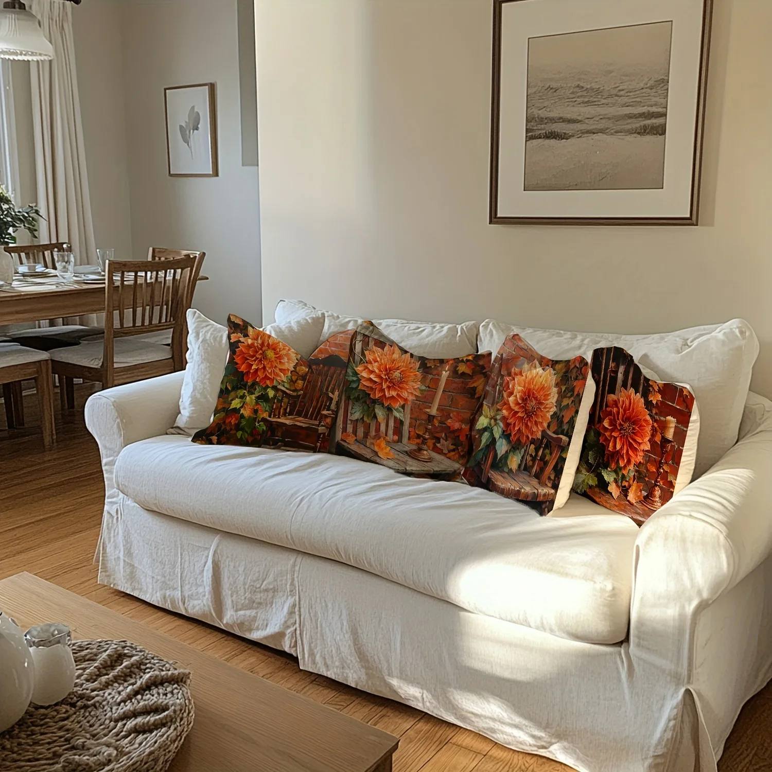 

Теплая осенняя наволочка с георгином: наволочка с ярким оранжевым цветочным узором для уютного дивана, гостиной, домашнего декора