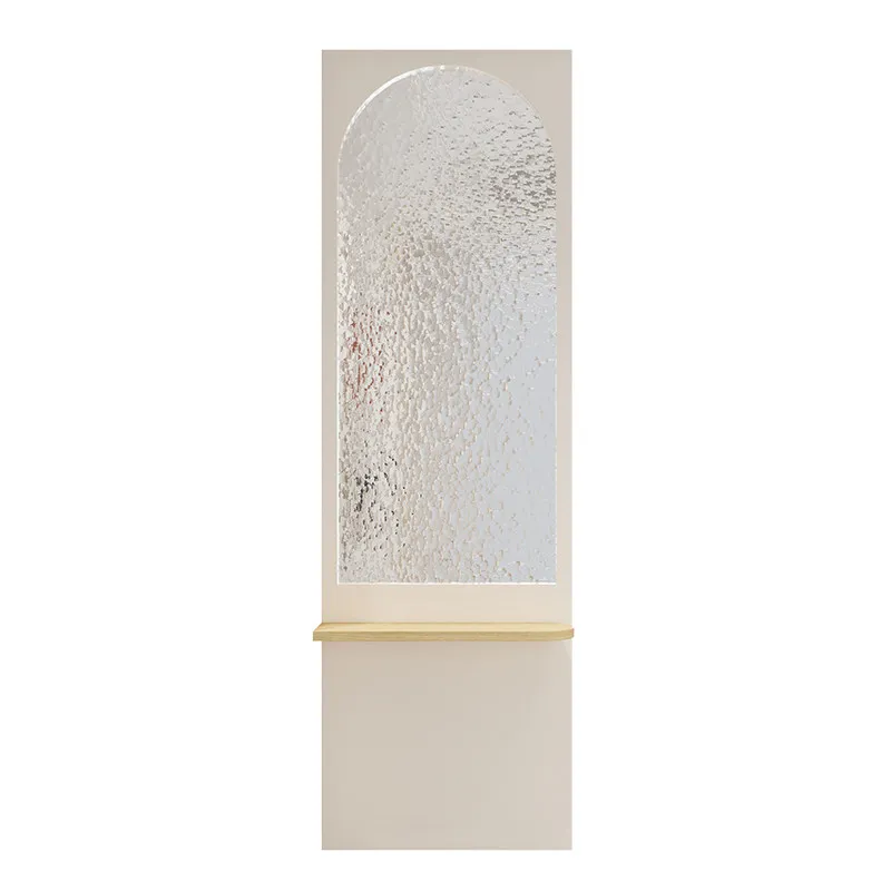 Light French Cream Wind Entry Door Partition Bedroom Sink Bathroom Cabinet Water Corrugated Glass Screen