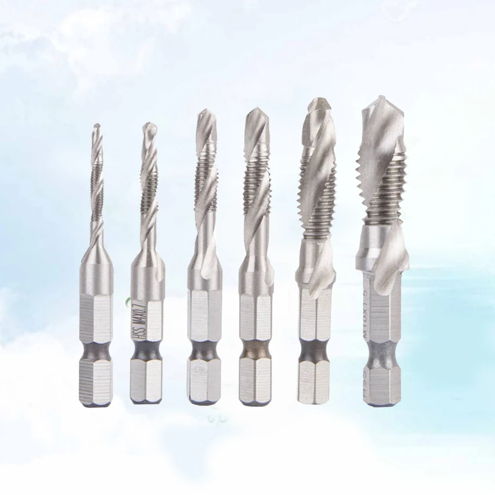 

6 Pcs Composite Set Drill Bit Silver Short Spiral Screw Metric Tap Tap Tool Parts Hardware Accessories