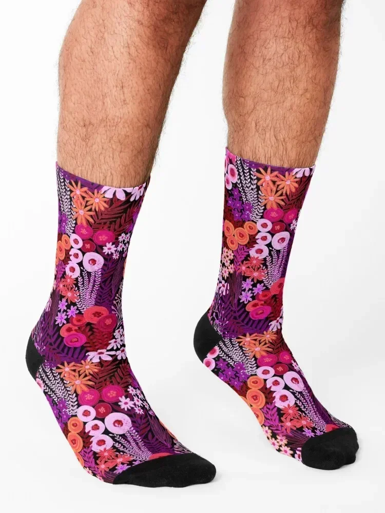 الوردي الأرجواني نابضة بالحياة زهرة مرج الجوارب أفكار هدية عيد الحب الهيب هوب تنس الصيف الصبي الطفل الجوارب النسائية