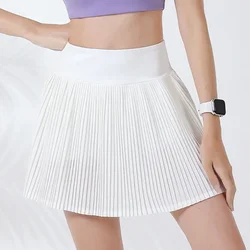 Golf Ballet Table Skirt Shorts Women White Tennis Clothes Pleated Mini Skirt With Pockets Workout Gym Yoga  Badminton Sport Wear