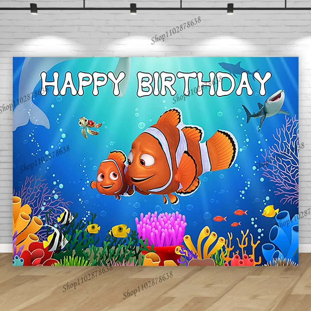 Finding Nemo Kleine Achtergrond Feestdecoratie Kinderen Jongen Verjaardag Fotografie Achtergrond Dory Marlin Ocean Adventure Banner