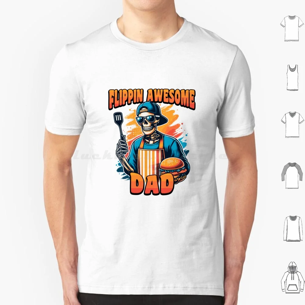 Flippin' Awesome Dad' T Shirt Big Size 100% Cotton Flippin Awesome Dad Fatherhood Super Dad Dad Life Burger Flipper Dad Father