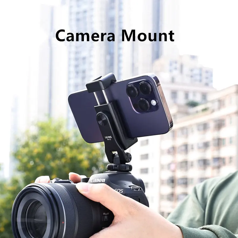 New 360 Rotatable Phone Holder Tripod Mount With Cold Shoe For Mic Light DLSR Phone Clip For iPhone 14 13 12 Pro max Smartphone