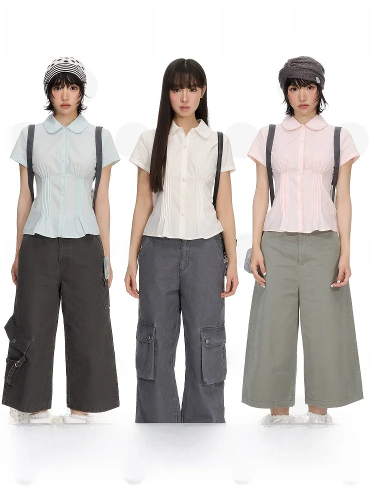 

NECY Original Accordion Pleat ort Sve irt женские облегающие хлопковые милые однотонные летние цвета с завышенной талией