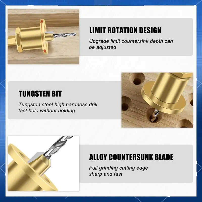 

AA77 Adjustable Hexagonal Shank Countersink Drill Taper Hole Drill Screw Step Drill Self-Tapping Screw Alloy