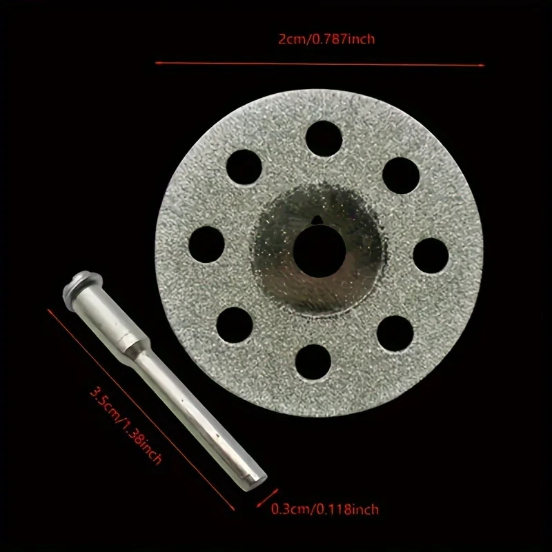 10pcs 20mm Diamond Cutting Disc Set - Mini Rotary Tool with 2 rod- Diamond-Coated Cutting Discs for Metal Cutting Machines