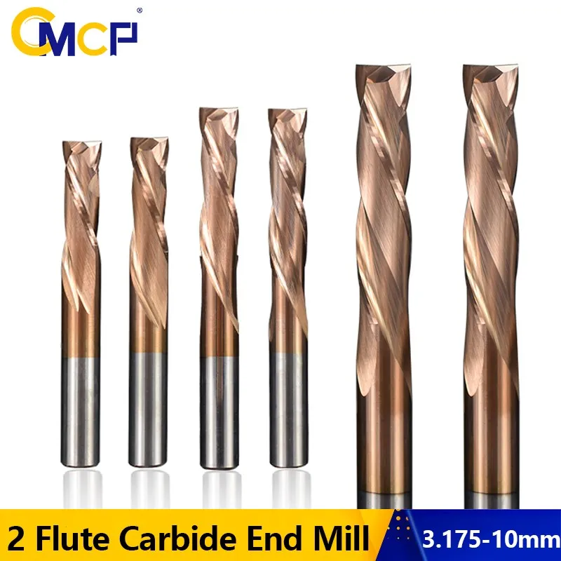 

CMCP Up Down Cutter 3.175/4/5/6/8/10mm Shank CNC Router Bit TiCN Coated 2 Flute Carbide End Mill Wood Milling Cutter