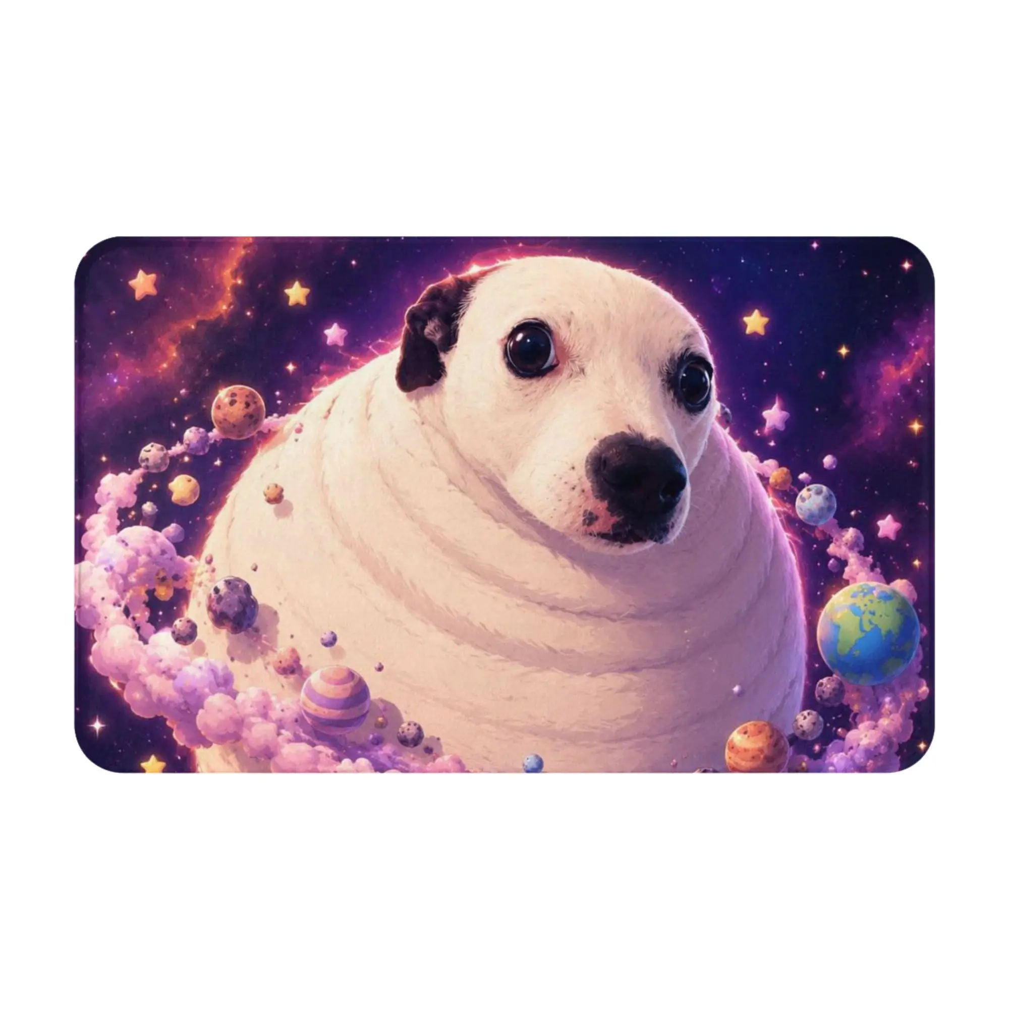 Space Fat Dog Cosmic Planet Art Non-slip Doormat Living Room Mat  Waterproof ModernDecor