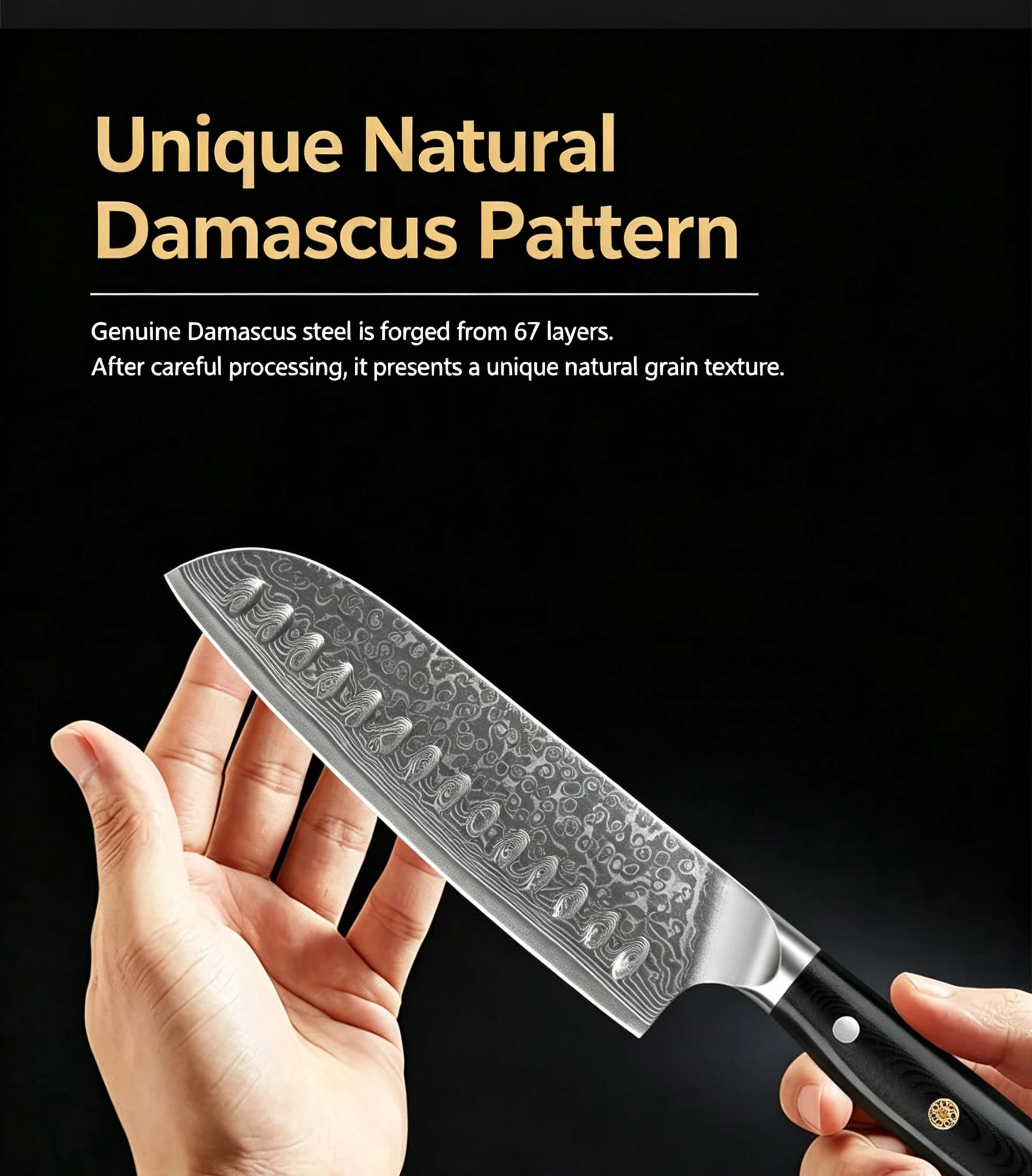 WILDMOK 7 Inch Santoku Knife,67‑Layer Damascus Full Tang Blade,Non‑slip G10 Handle, Premium Kitchen Tool for Household & Gifting