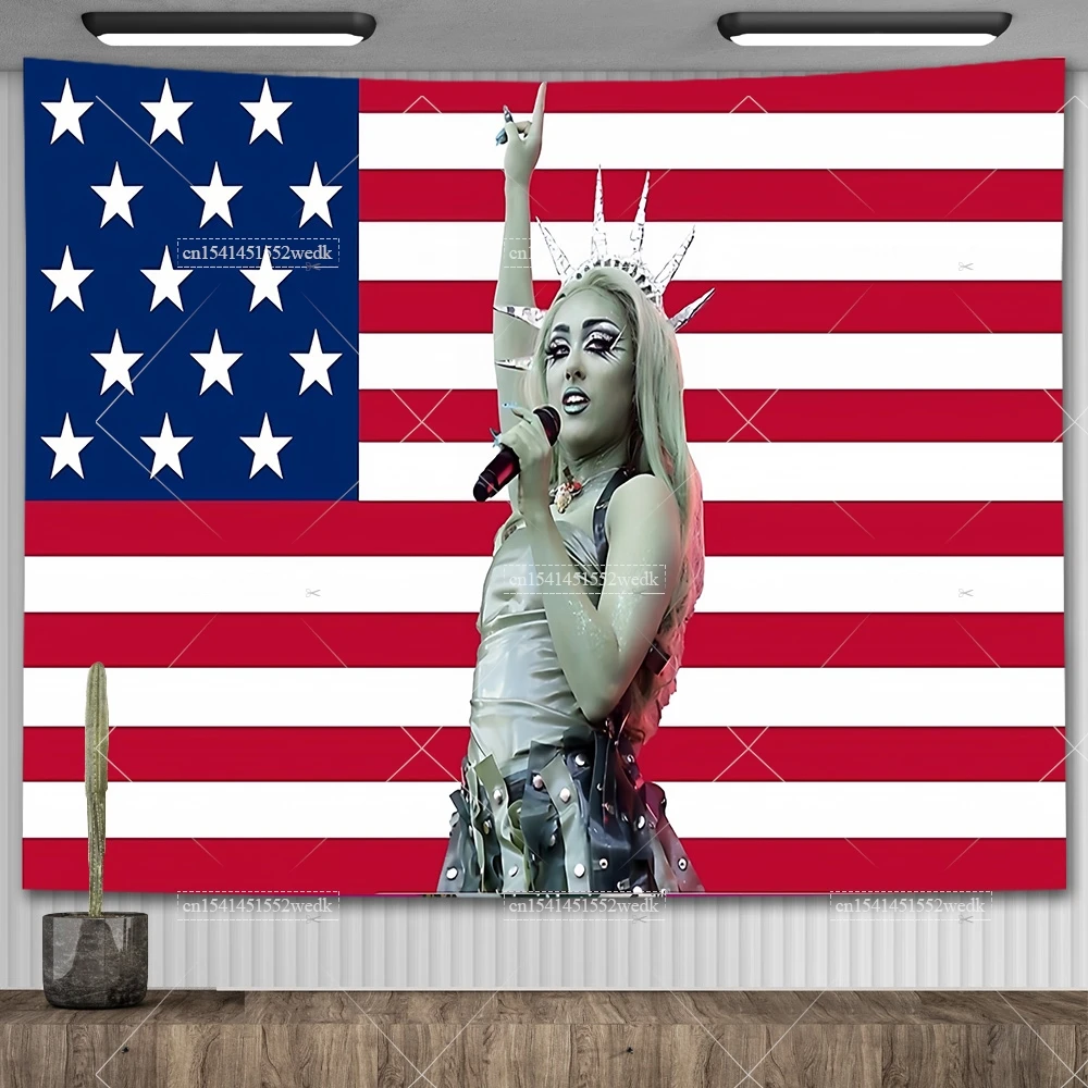 The Midwest Princess Wall Tapestry Chappell  Roan American Flag Meme Tapestry Wall Hanging Aesthetic Home And Garden Banners - view 4