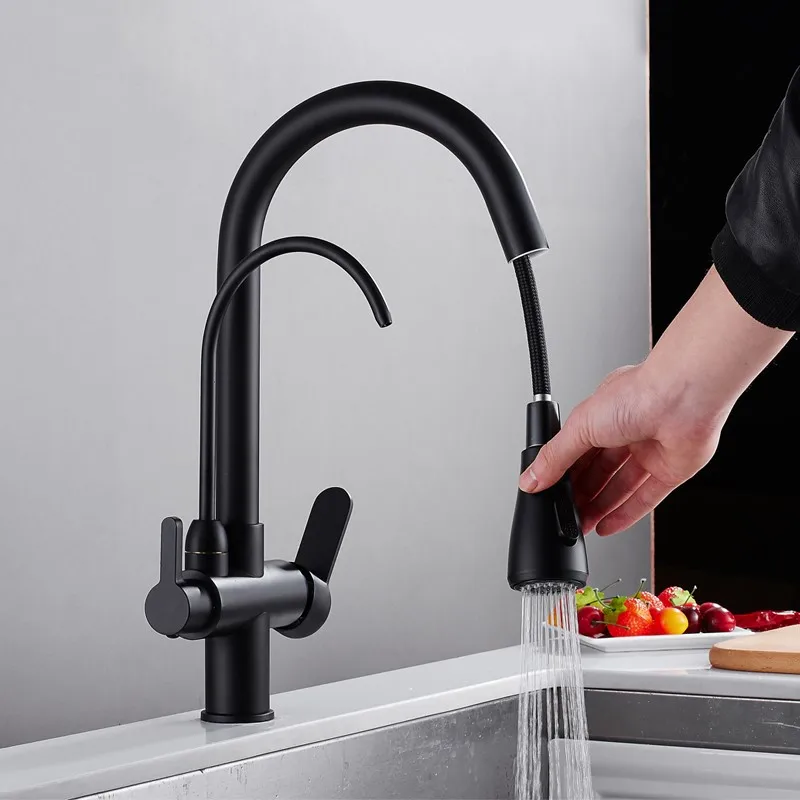 Kitchen Faucet 360° Rotary Pulling Faucet Installation Filtration Purification Faucet Sink Hot And Cold Faucet Three Ways To Out