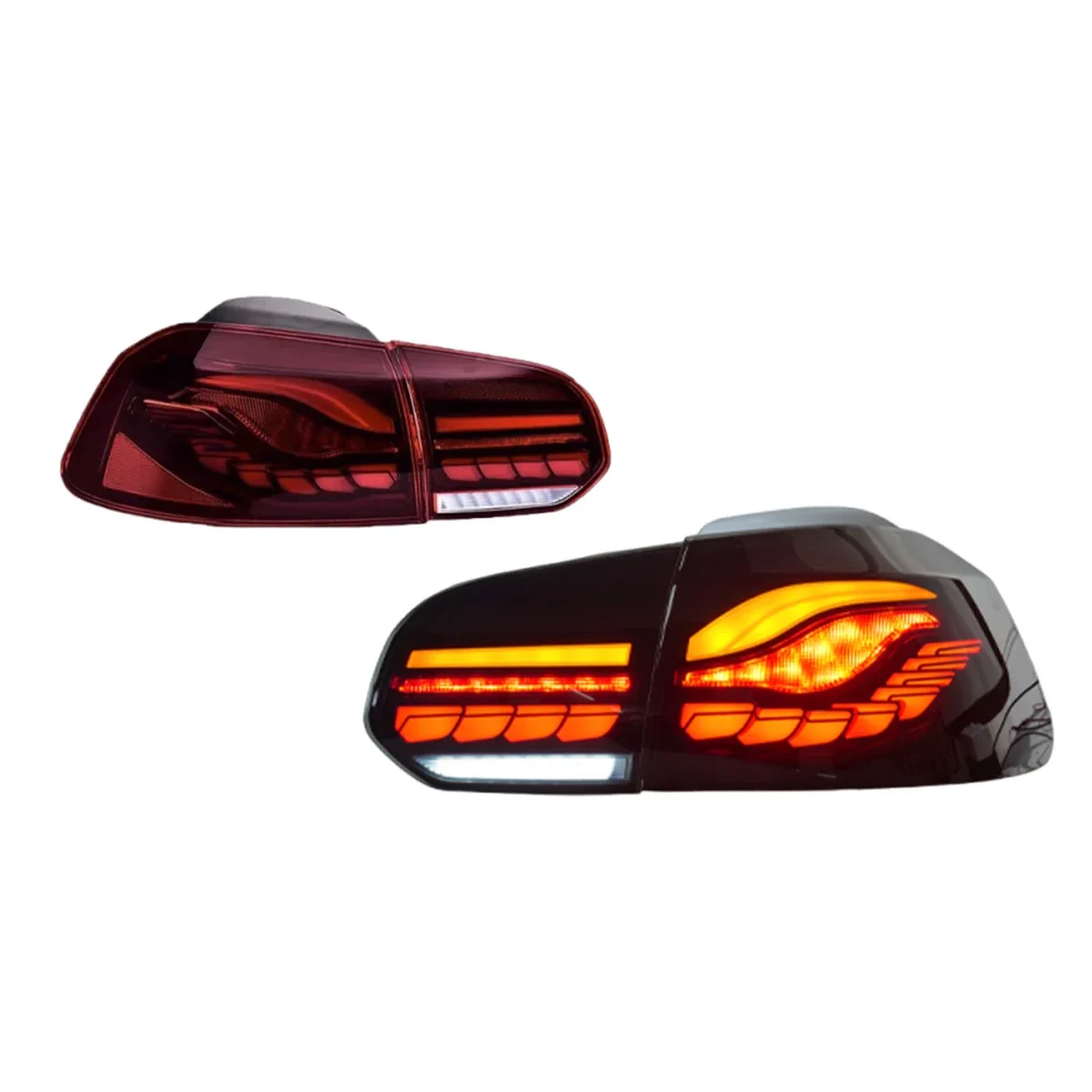 Voll-LED-Rückleuchten, Rückleuchten, MK6 Golf R20 GTD, für VW Golf 6, Dragon Scale, Rückleuchten, M4-Design, DRL-Blinker, 2008–2014