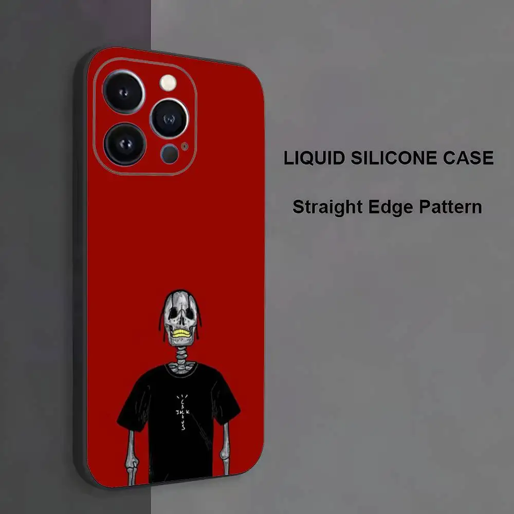 حافظة هاتف C-Cactus J-Jack Travis Scott لهاتف iPhone 17,16,15,14,13,12,11,Pro Max,XS,X,XR,SE,Mini,8,7,غطاء أسود من السيليكون الناعم