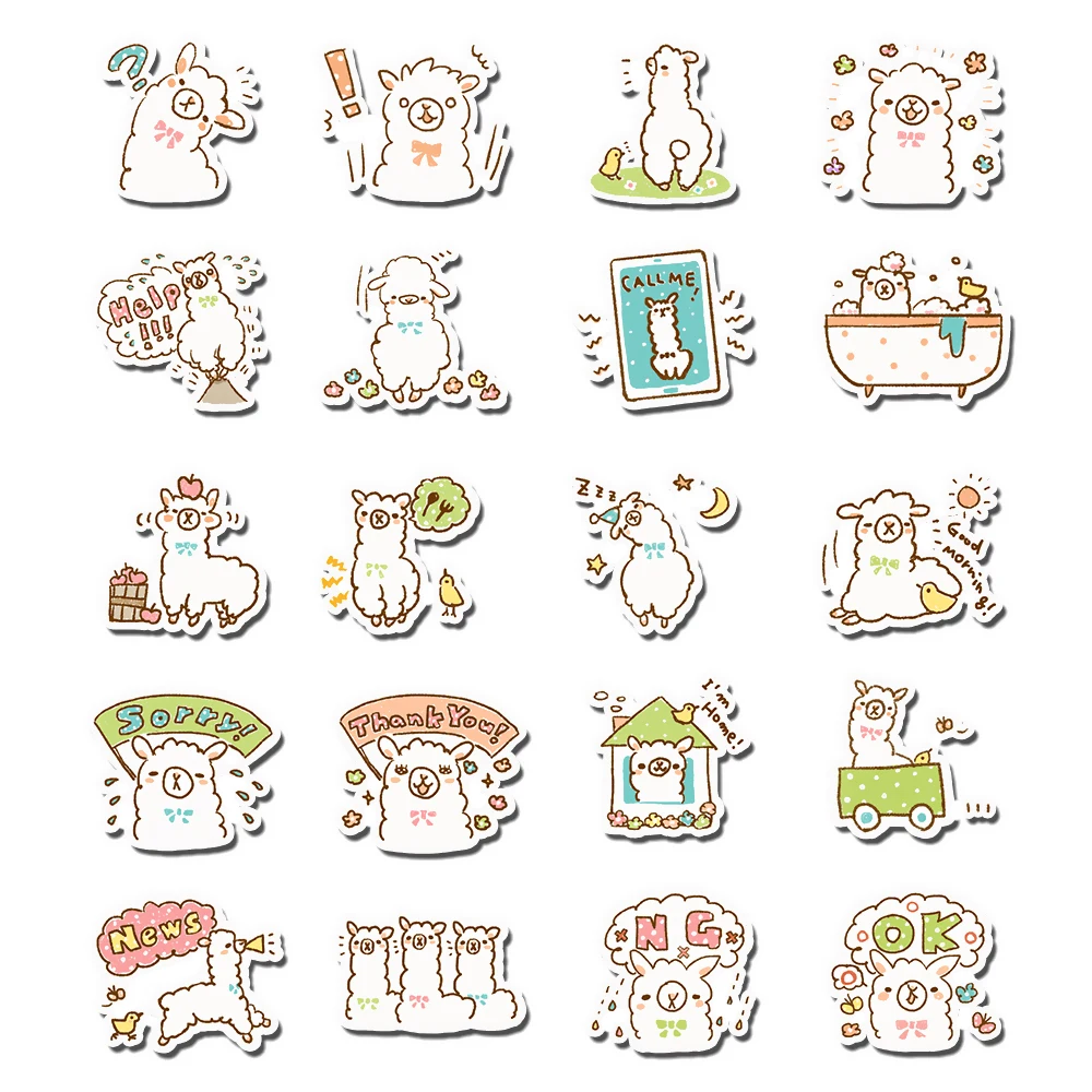 40PCS Cute Alpaca Stickers Adhesive Llama Art Decal DIY Craft Gift for Journal, Notebook, Calender, Laptop