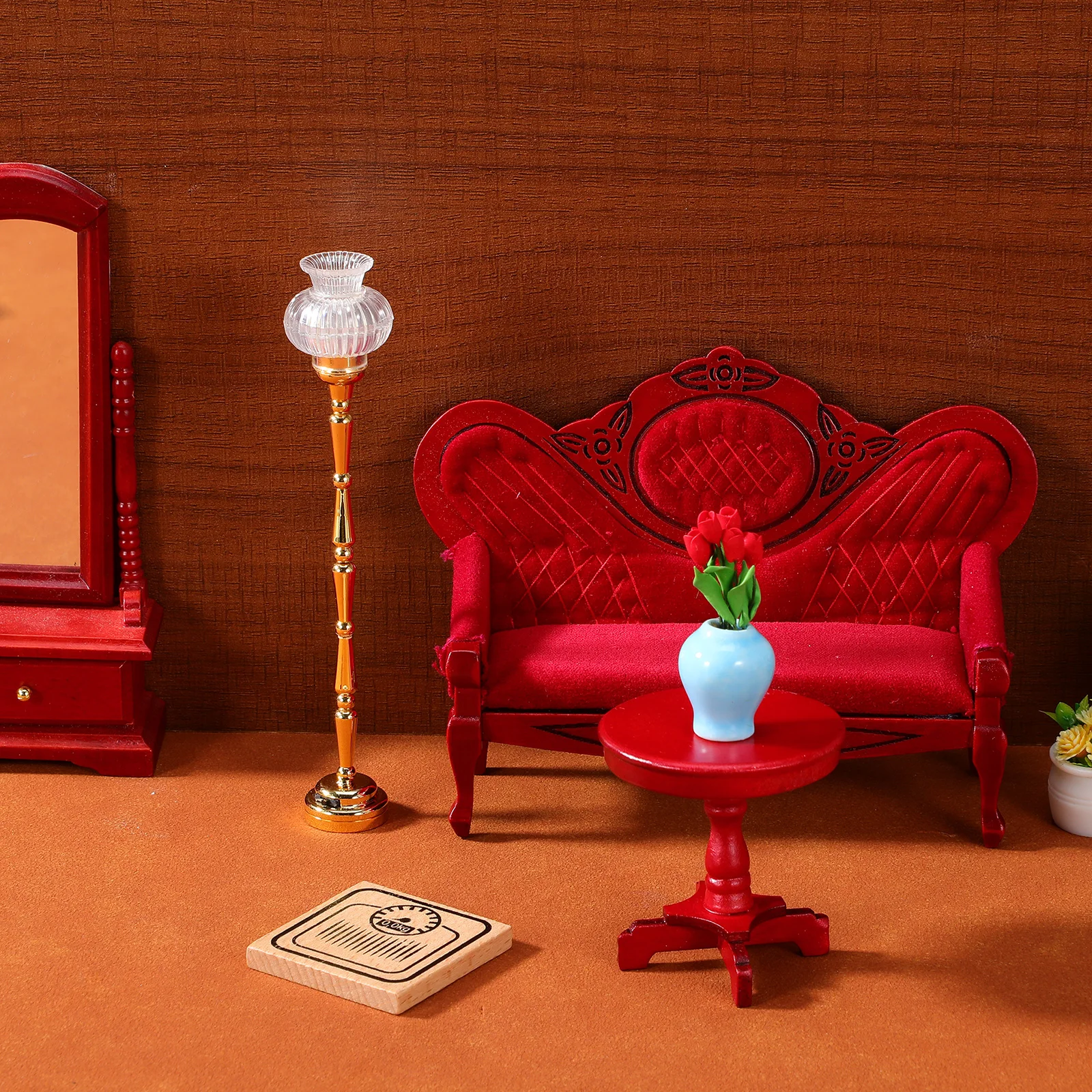 

Миниатюрный торшер, масштаб 1:12, аксессуары для кукольного домика, элегантный дизайн, яркое освещение, мини-прикроватный светильник, декор