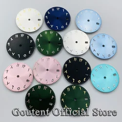 Goutent 28.5mm Roman Numeral Black Blue Green Watch Dial Fit NH35 Movement Calendar Window Fit 3 O'Clock Crown 3.8 O'Clock Crown