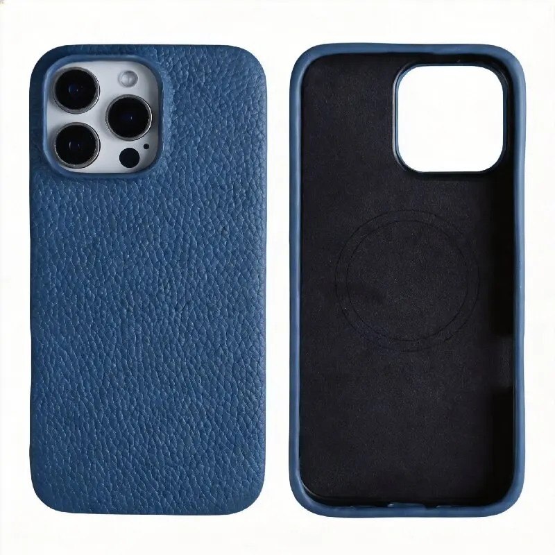 For iPhone 17 Pro Max 1615 14 13  phone case Genuine leather protective  drop-resistant full coverage, calfskin,Magnetic suction