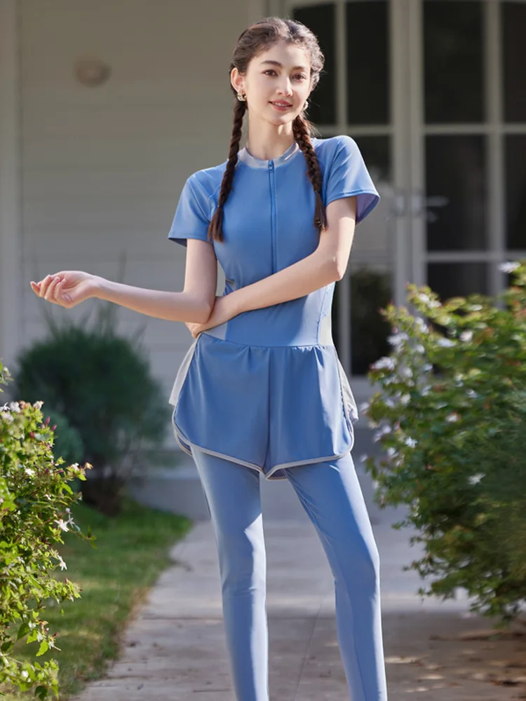 

Женский слитный купальник с коротким рукавом, гидрокостюм для дайвинга, солнцезащитный, новинка 2026 года, простой дизайн, круглый вырез, купальный костюм