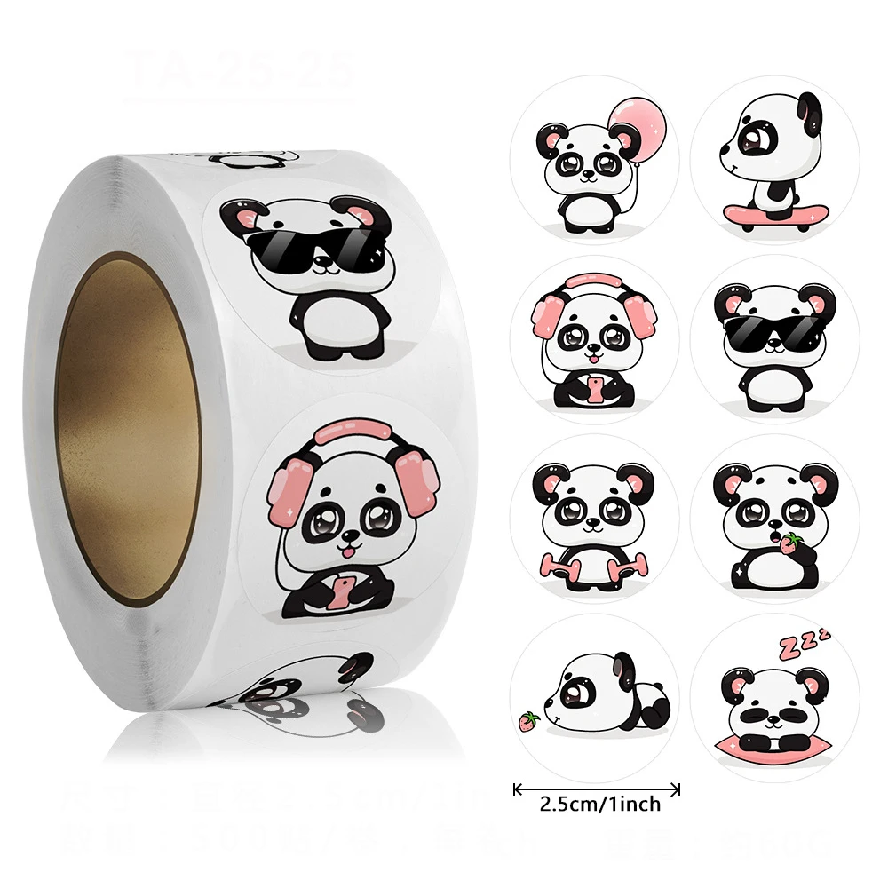 500pcs Cute Cartoon Panda Stickers 1inch Reward Sticker for Kids Gift Wrapping Decor Envelope Sealing Labels Stationery Stickers