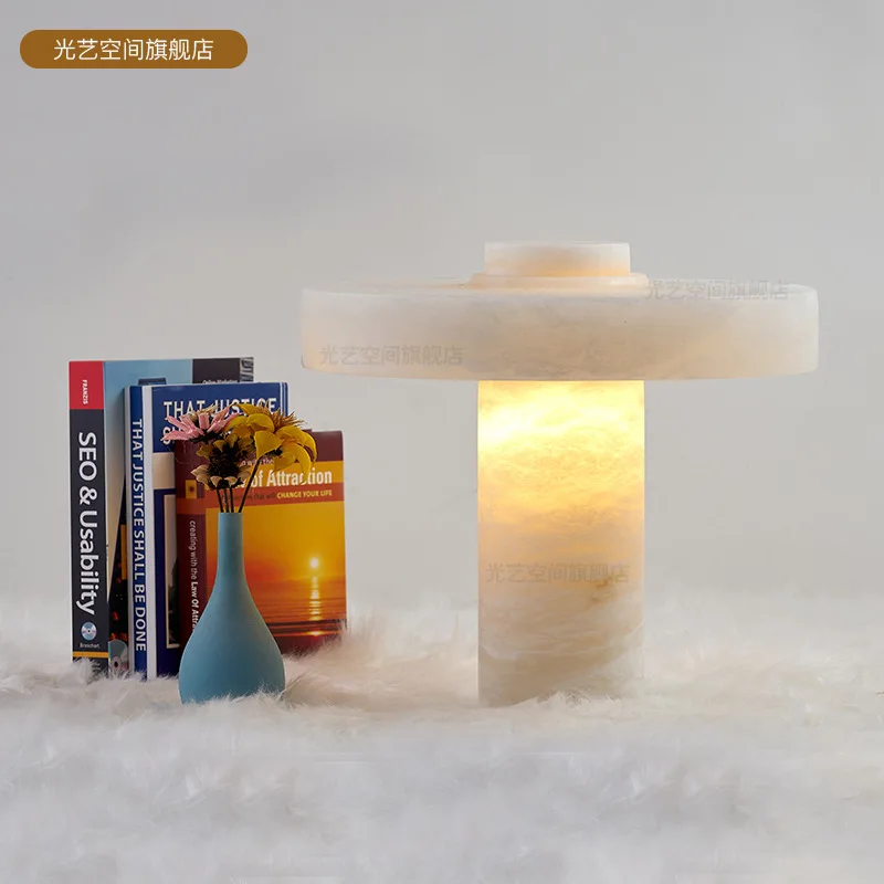 

Spain imported marble table lamp model room creative villa bedroom study desk bedside reading LED table lamp