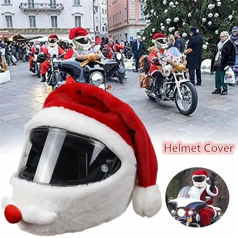 

Christmas Santa Motorcycle Helmet Cover Men Women Santa Claus Xmas Hat Fun Rides Gifts Decoration Accessories Helmet Cove