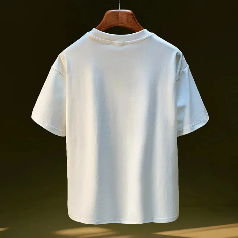 High end summer T-shirt for men, loose and flowing, soft comfortable, trendy 3D printed short sleeved top