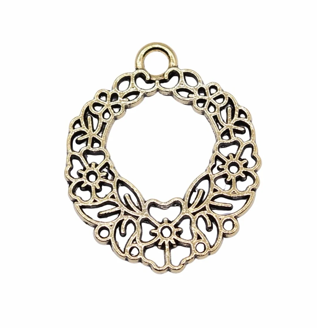 

10pcs 30x25mm Zinc alloy metal tibetan silver,antiqued gold plated charm T0662 for jewelry making