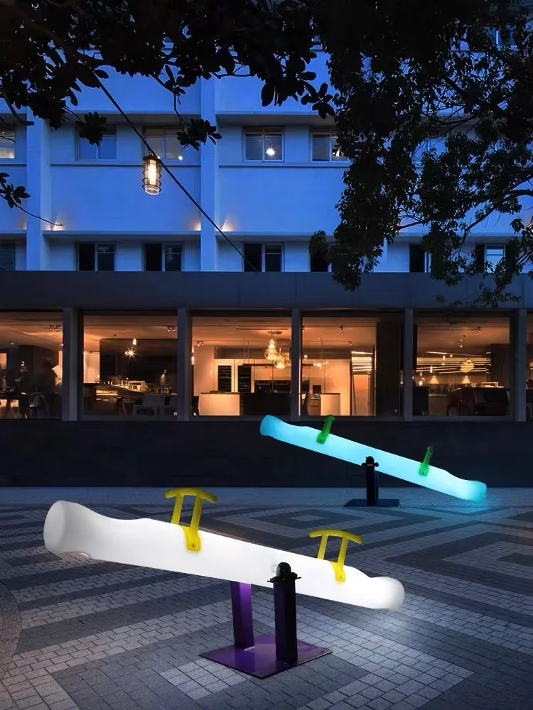 Outdoor Solar Colorful Luminous Seesaw Outdoor Square Amusement Park Seesaw