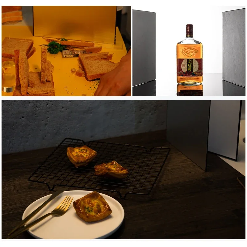 TENWISH-tablero Reflector en forma de V, Control de iluminación de sobremesa, color negro, blanco, dorado, plateado brillante para un buen contraste