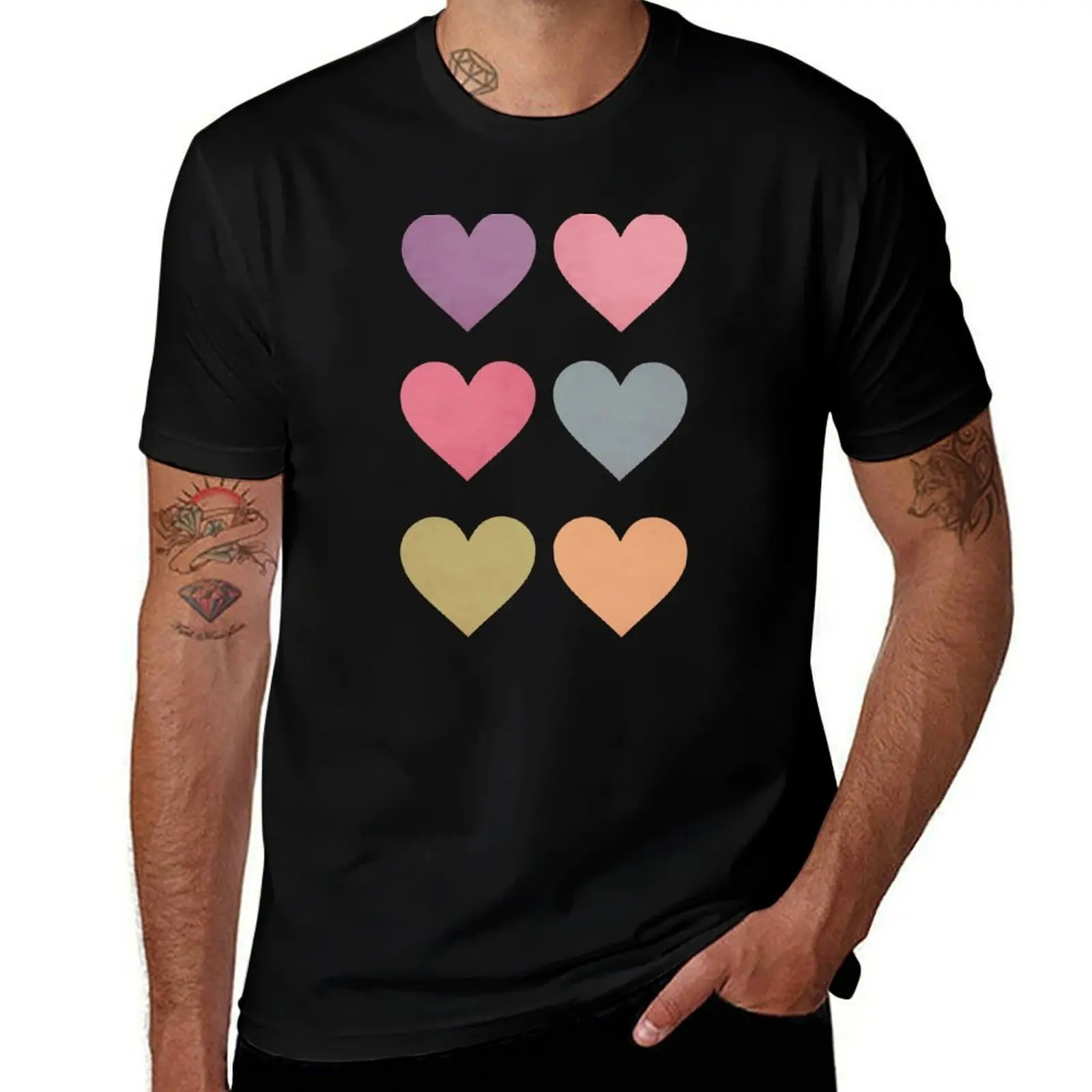 

Футболка Love Hearts, хлопковые футболки, мужская футболка из 100% незаменимы, футболка