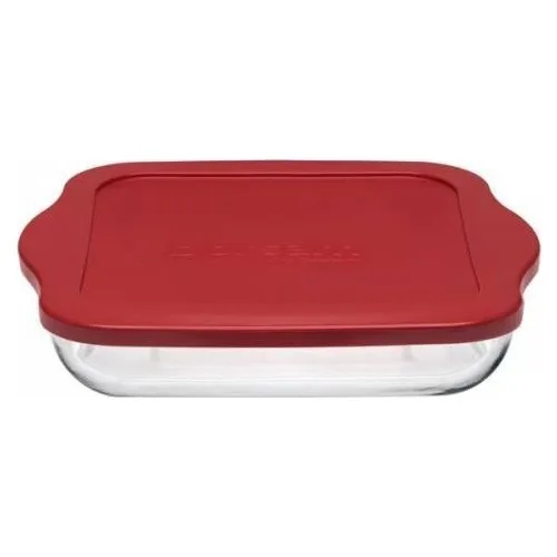 Pasabahce 59006 With Plastic Lid Pyrex Red