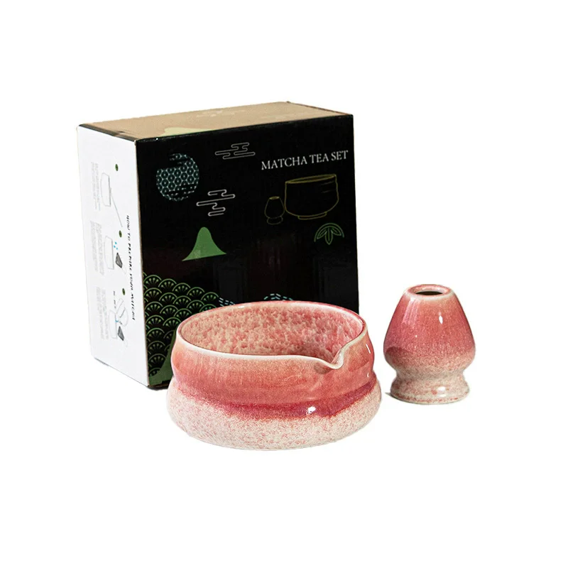 Tigela de cerâmica matcha, suporte para chá verde matcha, tigela de bambu, batedor, moedor, escovas, suporte de ferramentas de chá, cor gradiente