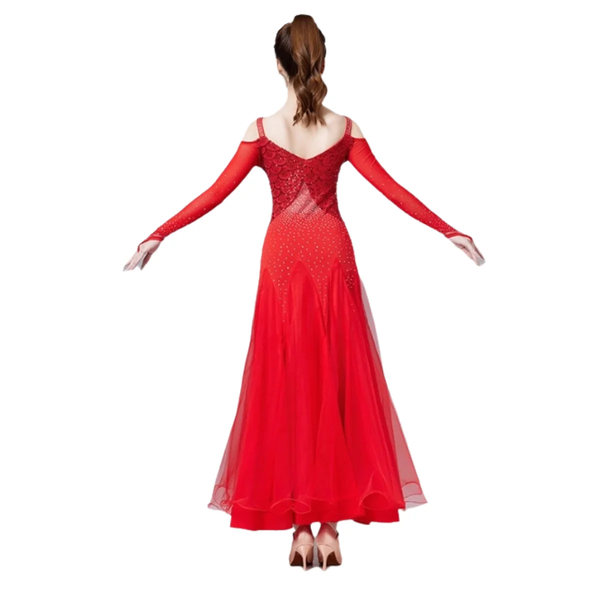 Vestido de dança latina sem ombro feminino, roupa brilhante, roupa latina, vestido de tango elegante, venda