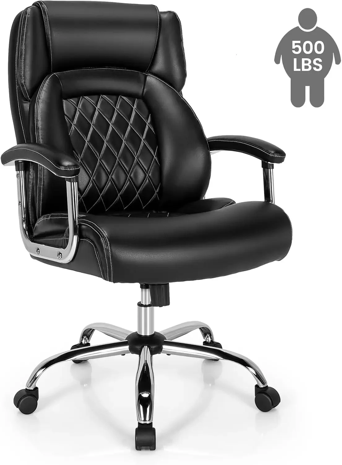 Big and Tall Office Chair - 500LBS High Back Executive Desk Chair Adjustable PU Leather Computer Chair Home Office Extra Wide