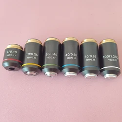 195 Achromatic Objective 4X 10X 20X 40X 60X 100X High Quality Microscope Objective Lens RMS 20.2mm Optical Objective Parts