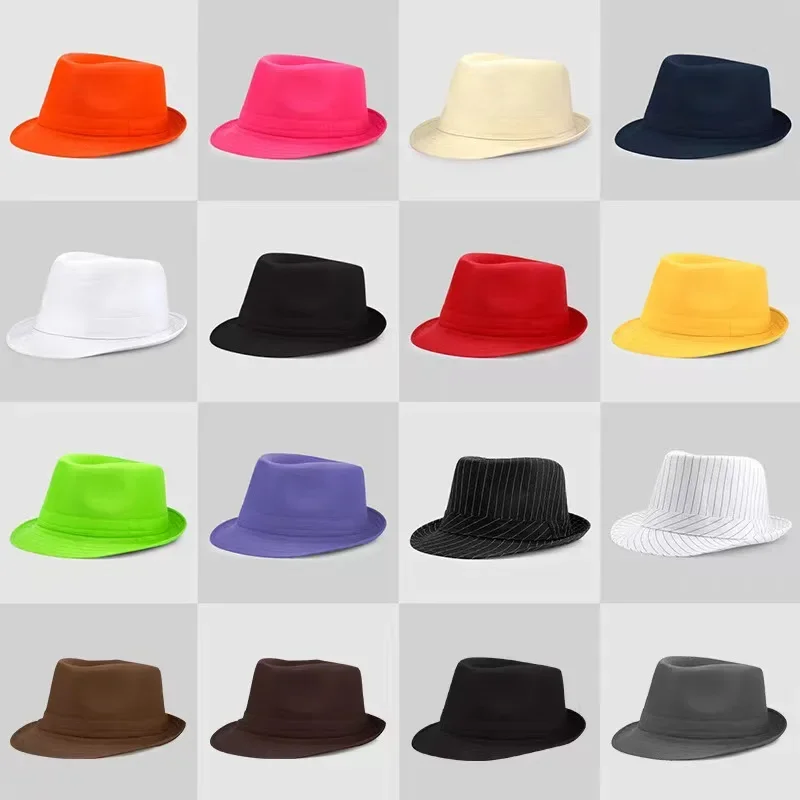 

Summer Solid Bright Color Sun Hat British Jazz Hat Top Hat Men's Top Hat Winter Middle-aged and Elderly Jazz Warm Hat Fedora Hat