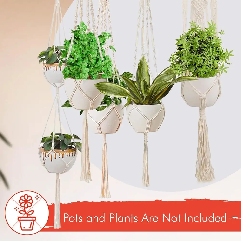 Plant Hangers Indoor Hanging Planters, 6 Pack Hanging Plant Holders Indoor Hanging, Outdoor Lower Pots Holder