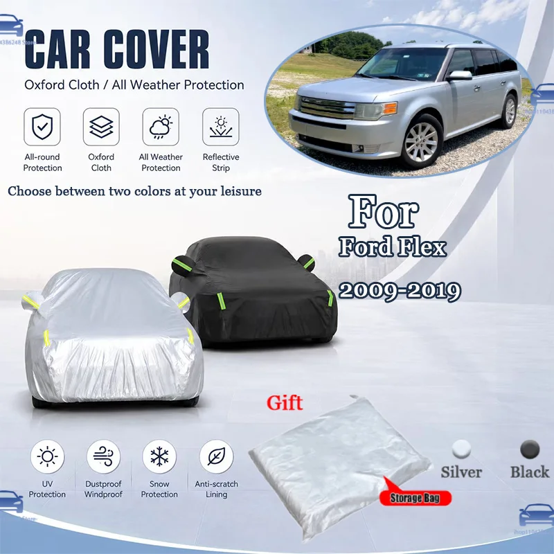 

For Ford Flex 2009-2019 All Weather Oxford Car Cover Uv Snow Dustproof Reflective Strip Outdoor Protection
