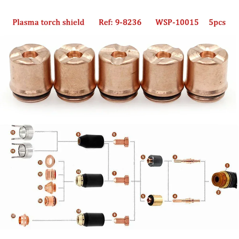 

5pc Plasma Cutting Torch Shield Cup 9-8236 For Thermal Dynamics For For SL100 Copper Plasma Torch Guard Plasma Cutters