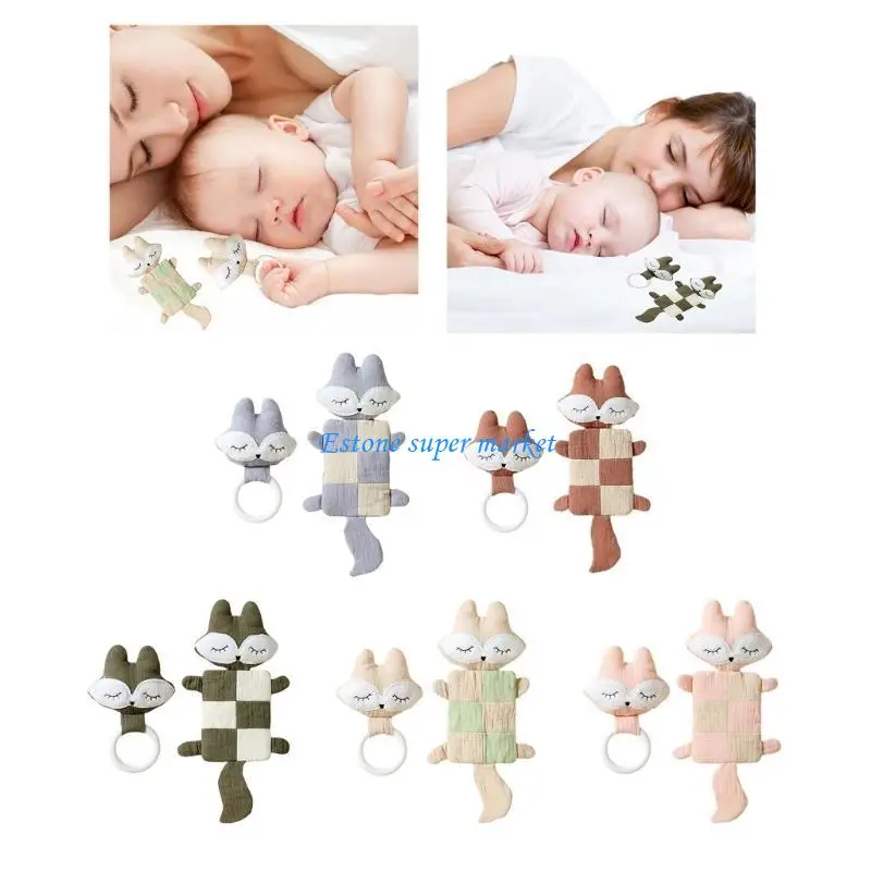 090B 2pcs Baby Teething Toy Cotton Teether Newborns Teething Circlet Hand Grasp Toy