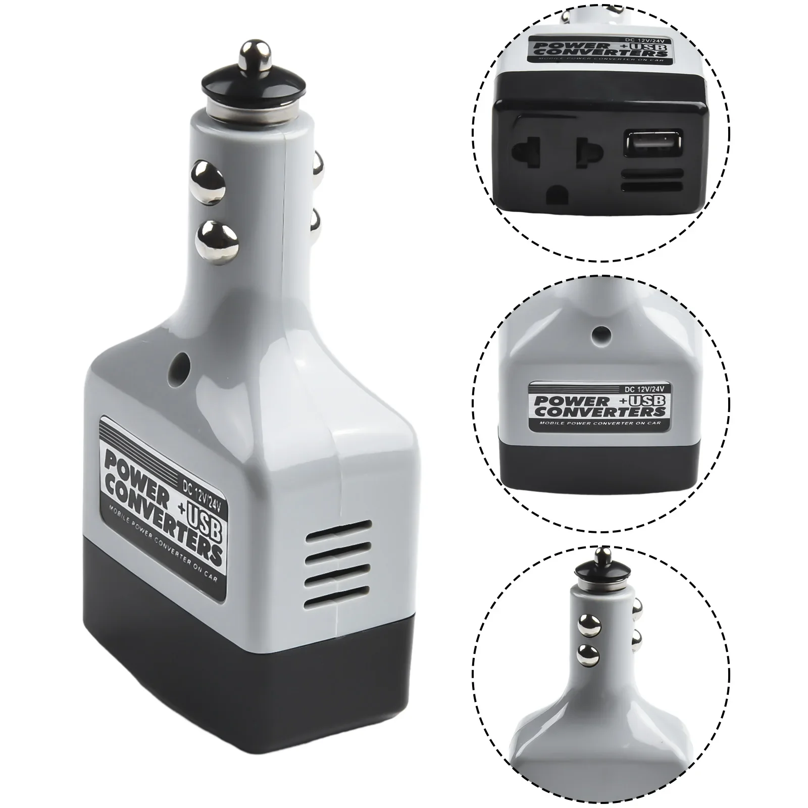 Car Power Converter Adapter Car 12V/ 24V DC To 220V Power Inverter Adapter + To USB 5V Car Power Adapter Inverter